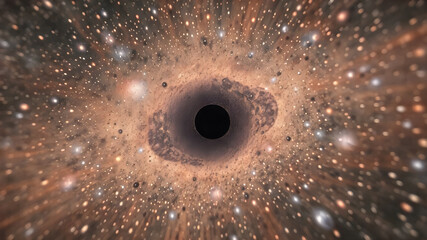 Wall Mural - black hole against starfield, artwork. multiverse travel, time, black hole, universe, dimension