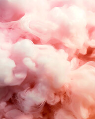 Aufkleber - Illustration of soft, fluffy pink clouds resembling cotton candy. Subtle light shining through the clouds plays on their edges, creating a sense of transience