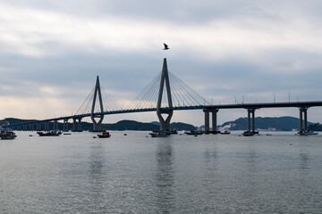 Wall Mural - suspension bridge on the sea