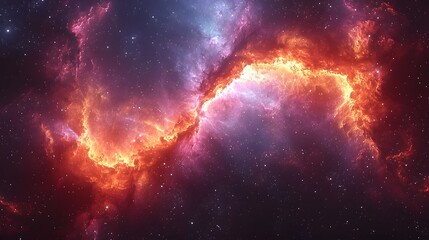Wall Mural - glowing cosmic nebula forming a luminous bridge between star clusters