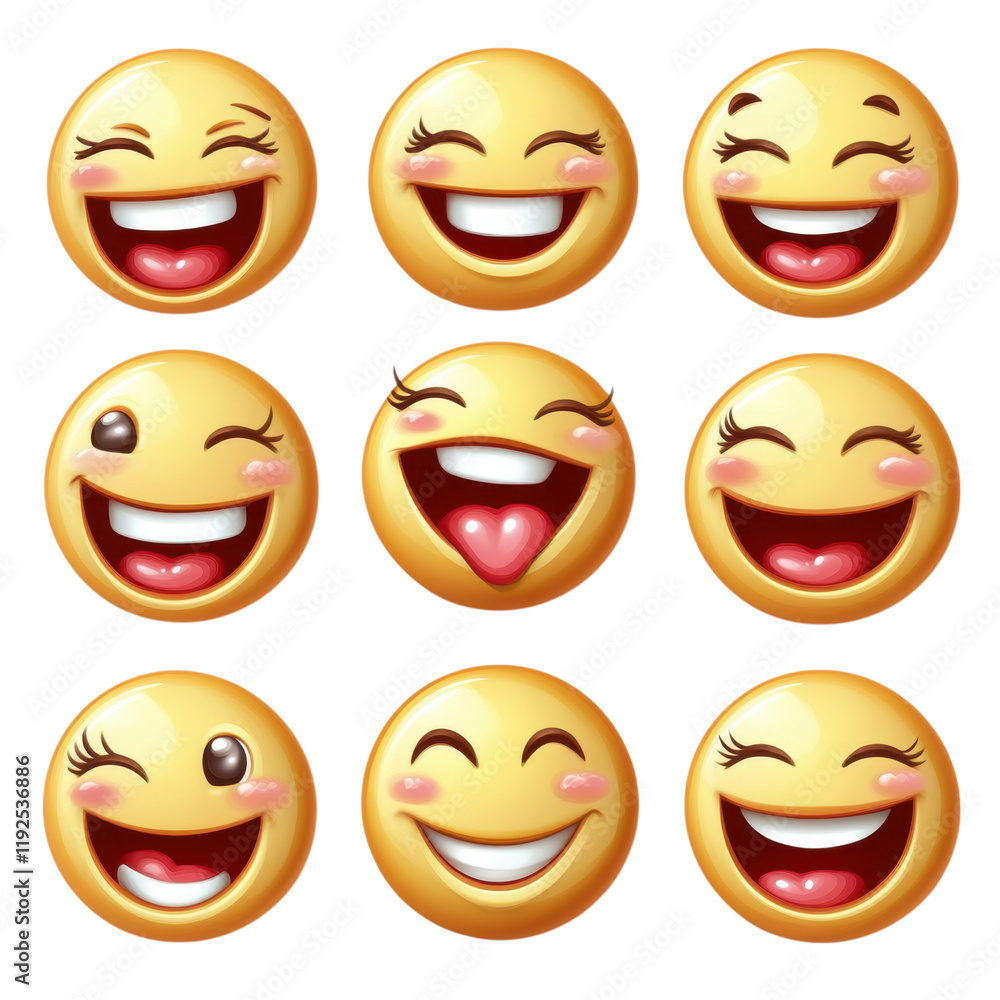 Happy emoji faces expressing various emotions like joy and laughter ...