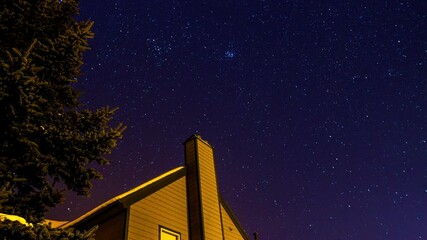 Wall Mural - Lockdown Time Lapse Shot Of Stars Moving In Tranquil Sky At Night - Los Angeles, California