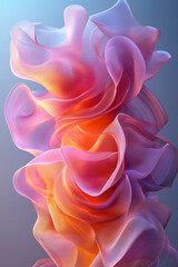Poster - Ethereal ribbons of orchid and light pink twisting mid-air, their edges glowing faintly in a calm gradient,
