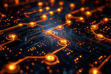 Fototapete - A stylized blueprint effect, featuring alternating azure lines and golden cross-points, creating a futuristic network design,
