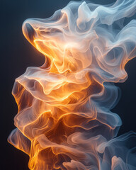 Leinwandbilder - Flowing shapes in electric sky-blue drifting into a softly glowing pastel gold, harmonizing over a shadowy canvas,