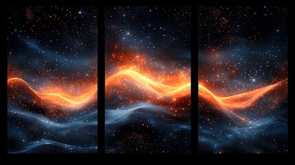 Wall Mural - Abstract fiery wave in space.