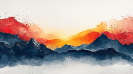 Canvas Print - Abstract painted mountains.