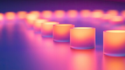 Poster - Symmetry gradient concept. A serene arrangement of glowing candles creating a soothing atmosphere.