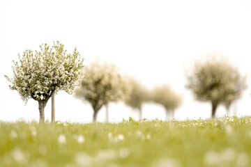 Poster - A picturesque scene of a herd of sheep peacefully grazing on the top of a lush green field