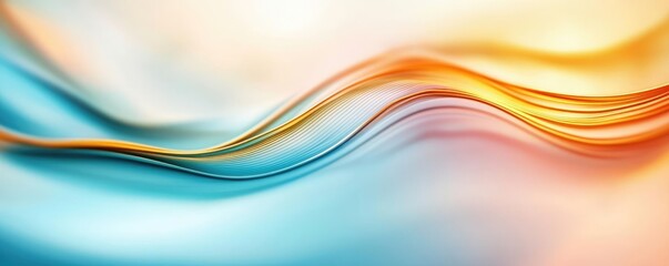 Poster - Vivid gradient idea. Vibrant abstract waves in blue and orange, evoking fluidity and movement.