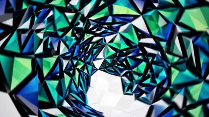 Wall Mural - abstract geometric spiral design with vibrant blue and green colors in a dynamic tunnel perspective 
