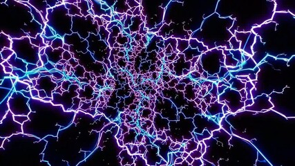 Wall Mural - abstract electric visual with bright blue and purple sparks in a dark background, creating a dynamic