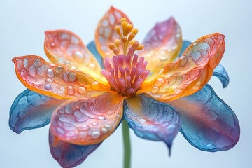 Wall Mural - Close-up shot of a flower with water droplets glistening on its petals