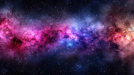 Wall Mural - Vast Cosmic Nebula with Bright Colors and Sparkling Stars in Space