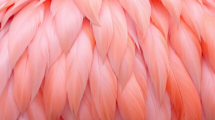 Wall Mural - close-up of vibrant pink flamingo feathers. soft textures and delicate details create an abstract, n