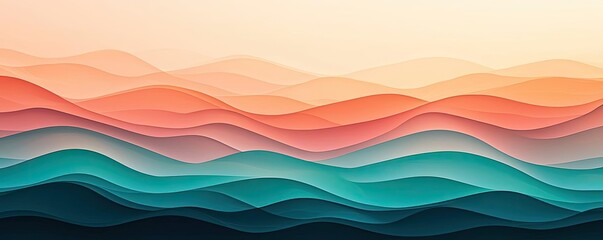 Poster - Vivid gradient idea. Abstract wavy design with soft colors creates a calming visual effect for various uses.