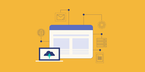 Wall Mural - web hosting, cloud server internet technology and digital data storage, website accessibility vpn co