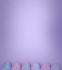 Wall Mural - Decorative easter eggs on colored background. easter eggs collection top view with copy space