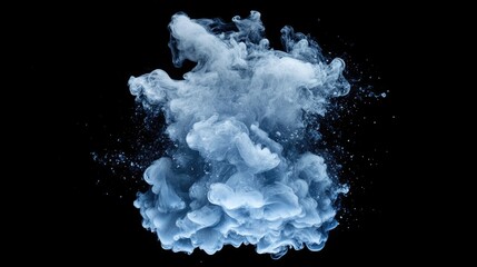 Fototapete - Blue Smoke Cloud Isolated on Black Background Creating a Mystical and Ethereal Atmosphere for Artistic or Creative Projects
