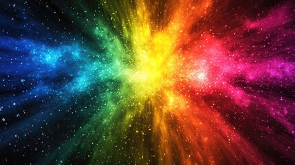 Leinwandbilder - Vibrant Rainbow Firework Burst Creating a Stunning Cosmic Effect on Dark Background