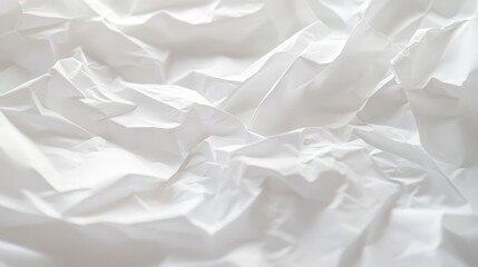 Poster - Crumpled white paper texture background with ample empty space for text or design elements in a close-up view.