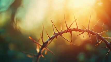 Poster - Crown of Thorns Highlighted by Soft Sunset Glow with a Dreamy Blurred Background