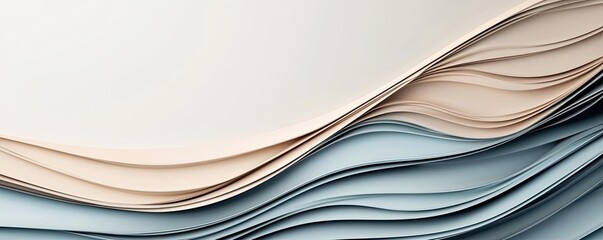 Poster - Triangle abstract background idea. Aesthetic paper layers in soft tones, creating a serene and elegant background.