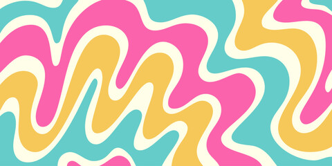 Fototapete - Cool Abstract Psychedelic Background. Vector Design Groovy Pattern Y2k Texture. Hand Drawn Trippy Backdrop.