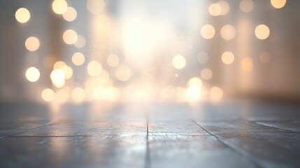 Fototapete - Soft Blurred White Bokeh Light Background with Gray Tones for Evocative Themes of Tranquility Magic and Artistic Invitations