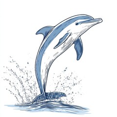 Poster - Dolphin jumps gracefully above the waves showcasing its playful spirit in a serene ocean setting. Generative AI