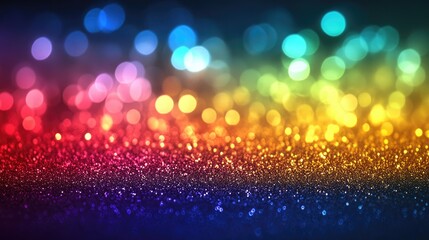 Aufkleber - Vibrant Rainbow Bokeh Background with Defocused Glitter Texture in Rich Black and Blue Hues for Creative Design Projects