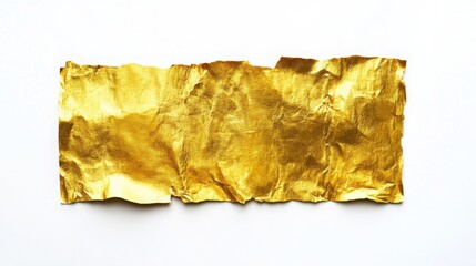 Golden Adhesive wrinkled plastic sticky tape photo. Isolated element. Masking, duct tape strip