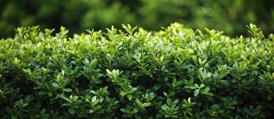 Close up of a lush green shrub adding depth to a beautiful landscape with ample negative space for overlaying text or graphics