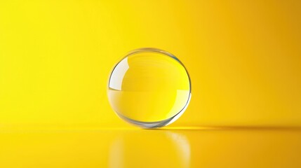 Aufkleber - Transparent crystal ball resting on a vibrant yellow surface creating an abstract and visually striking composition for artistic backgrounds.
