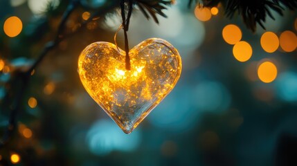 Leinwandbilder - Heart-shaped bokeh lights creating a warm and romantic ambiance perfect for seasonal decorations or love-themed events