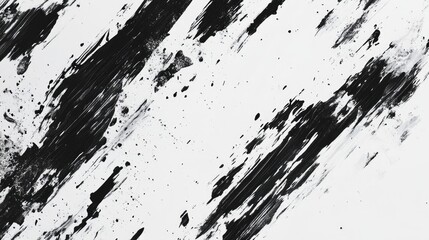 Fototapete - Abstract Black and White Brushstroke Texture Grunge Background for Modern Art and Design Projects