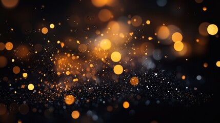 Leinwandbilder - Bokeh Effect with Warm Orange and White Glittering Lights on a Dark Grunge Background