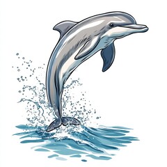 Poster - Dolphin jumping above water in an energetic display near the ocean surface. Generative AI