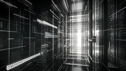 Wall Mural - digital corridor: a journey through cyberspace