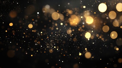 Aufkleber - Elegant Gold and Black Bokeh Background with Subtle Light Particles for Luxury and Celebratory Themes