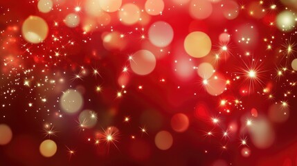 Aufkleber - Red bokeh background with sparkling lights and soft glows creating a festive and vibrant atmosphere for seasonal designs and celebrations