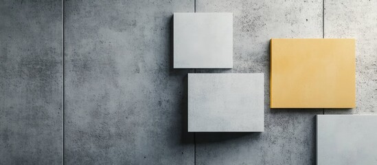 Poster - Minimalist banner design featuring geometric shapes on a textured concrete background with ample empty space for customizable text