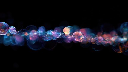 Leinwandbilder - Colorful bokeh light orbs creating an abstract blur effect on a dark background for creative design and festive themes