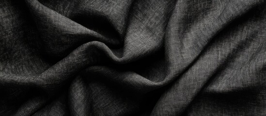 Aufkleber - Elegant Black Fabric Texture Background with Smooth Drapery and Ample Copyspace for Creative Text Placement