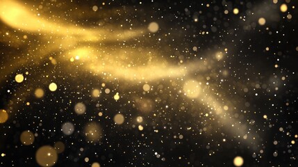 Leinwandbilder - Golden bokeh lights on a dark background creating a dreamy and festive atmosphere for various design projects