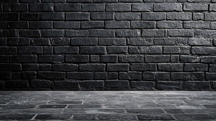 Poster - Black Brick Wall with Textured Surface in Contemporary Interior Space for Background or Banner Use
