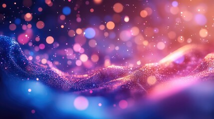 Leinwandbilder - Colorful bokeh background with glowing lights and shimmering particles creating a dreamy abstract aesthetic for design and decoration.