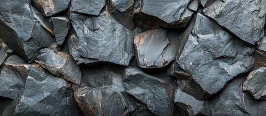 Leinwandbilder - Black Slate Rock Surface Textured Background for Abstract Design or Banner with Space for Custom Text and Graphics