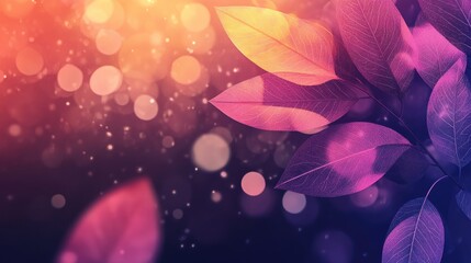 Leinwandbilder - Bokeh leaf background with vibrant colors creating a dreamy atmosphere for website banners or decoration in eco-friendly designs