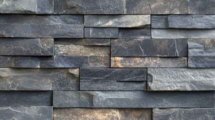 Aufkleber - Textured Black Slate Stone Wall Background for Modern Interior Design and Architectural Elements